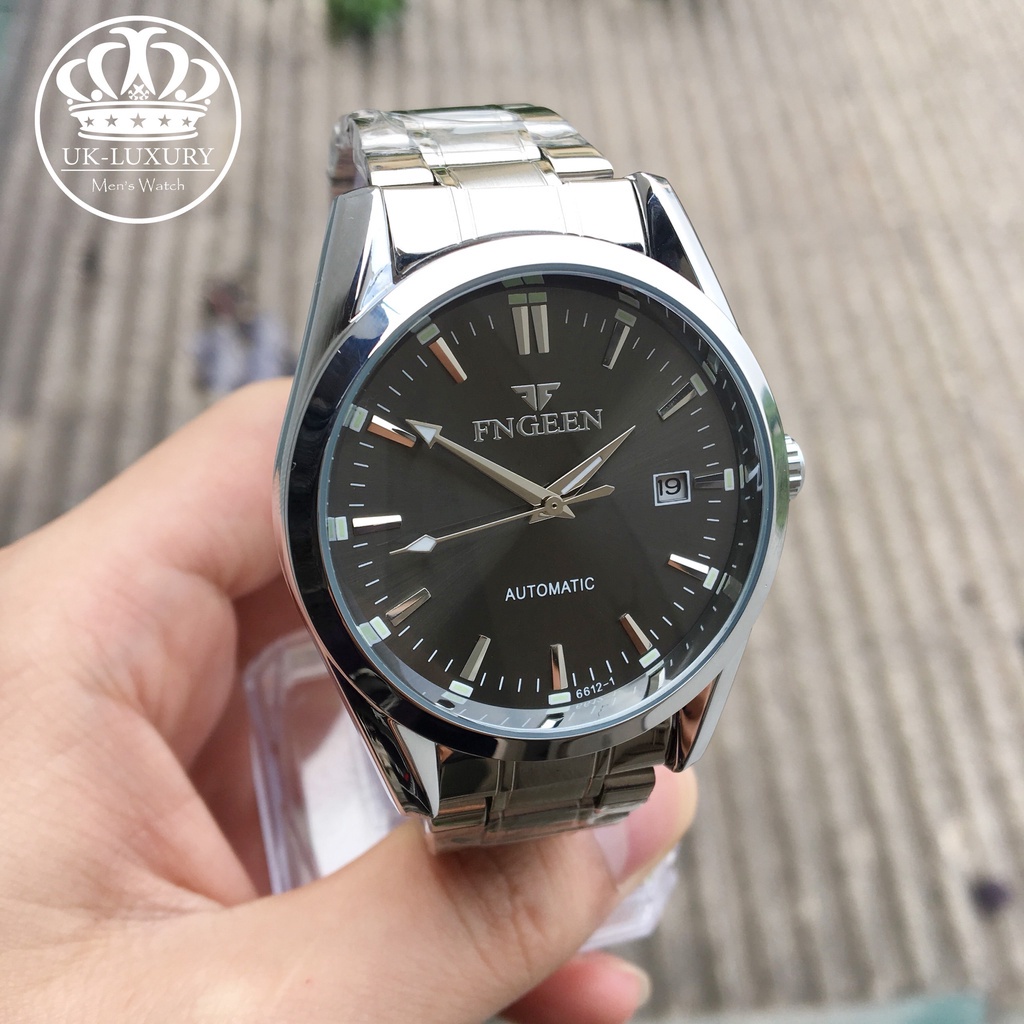 Đồng Hồ Nam Cơ Automatic FNGEEN 6612 Dây Kim Loại Có Lịch Ngày Chống Nước 3ATM bảo hành 24 tháng