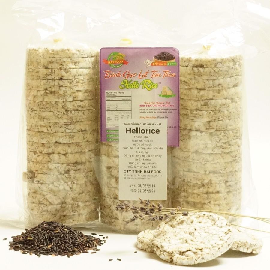 Bánh gạo lứt Hellorice - Thực dưỡng hữu cơ thảo dược (500g)