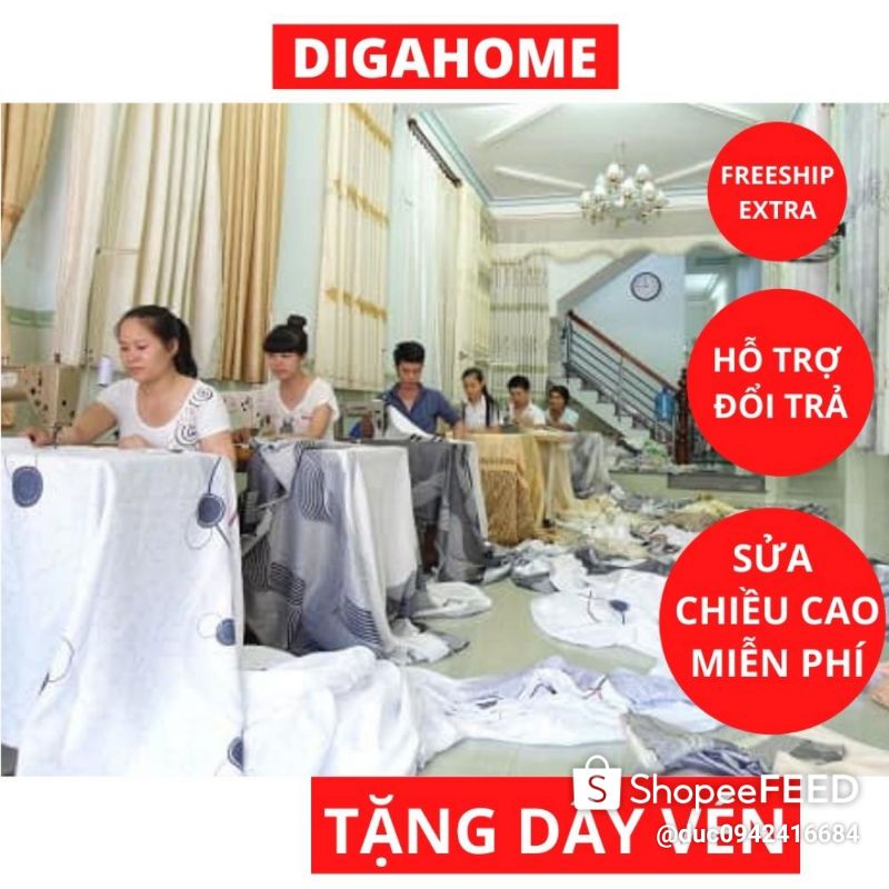 Rèm cửa giá rẻ may bằng vải nối ( không chọn màu ), cản nắng tốt, tặng dây vén.