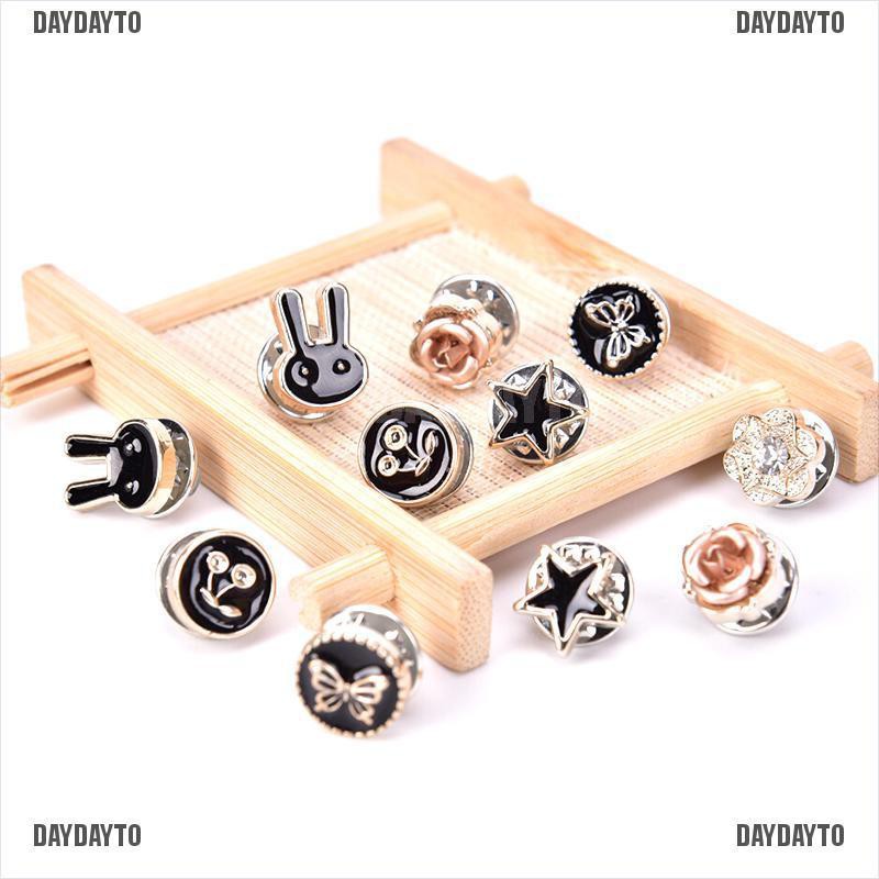 Bộ 10 Khuy Cài Áo Hình Bông Hoa Đính Ngọc Trai Mini