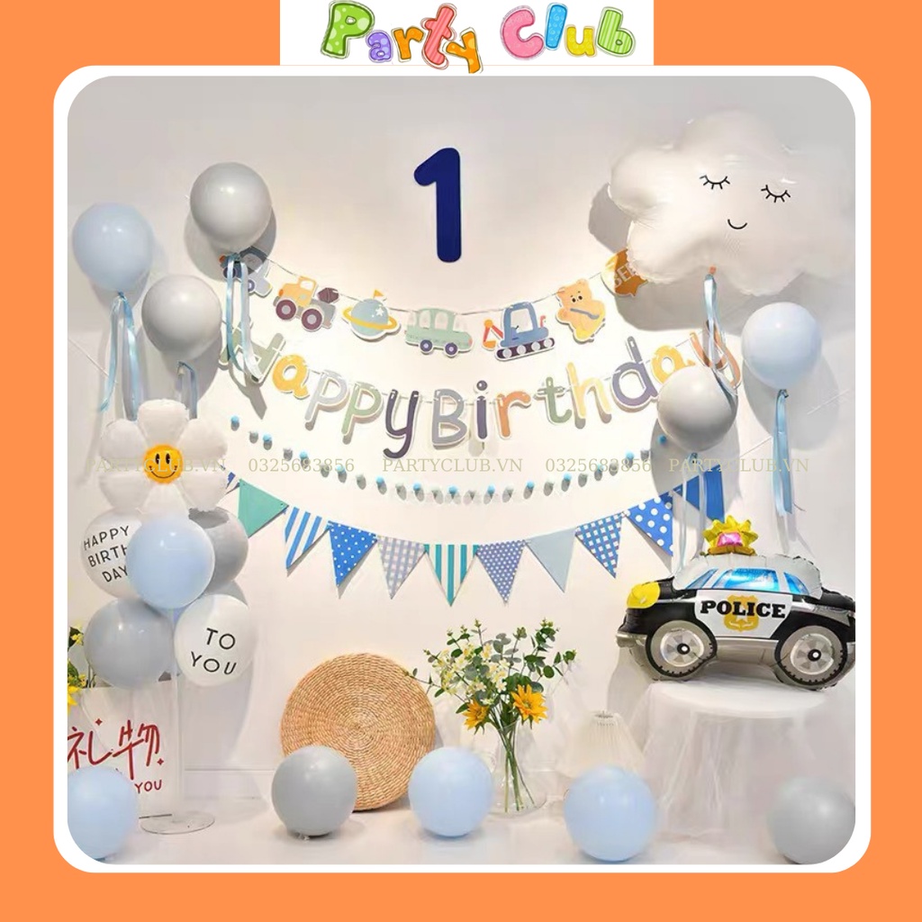 Set trang trí sinh nhật hình xe ô tô cho bé