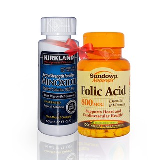 #FREESHIP - Combo Minoxidil 5% Kirkland (Lỏng) và Folic - Thuốc mọc râu - Trị Hói