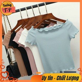 Áo Trễ Vai Thun Gân Tay Ngắn