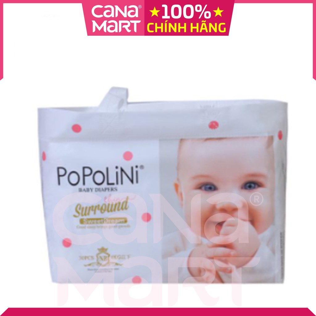 [MUA 1 TẶNG 1] Tã dán cho bé POPOLINI, size NB, 30 miếng, giúp hoạt động của bé trở nên dễ dàng, khô thoáng và dễ chịu