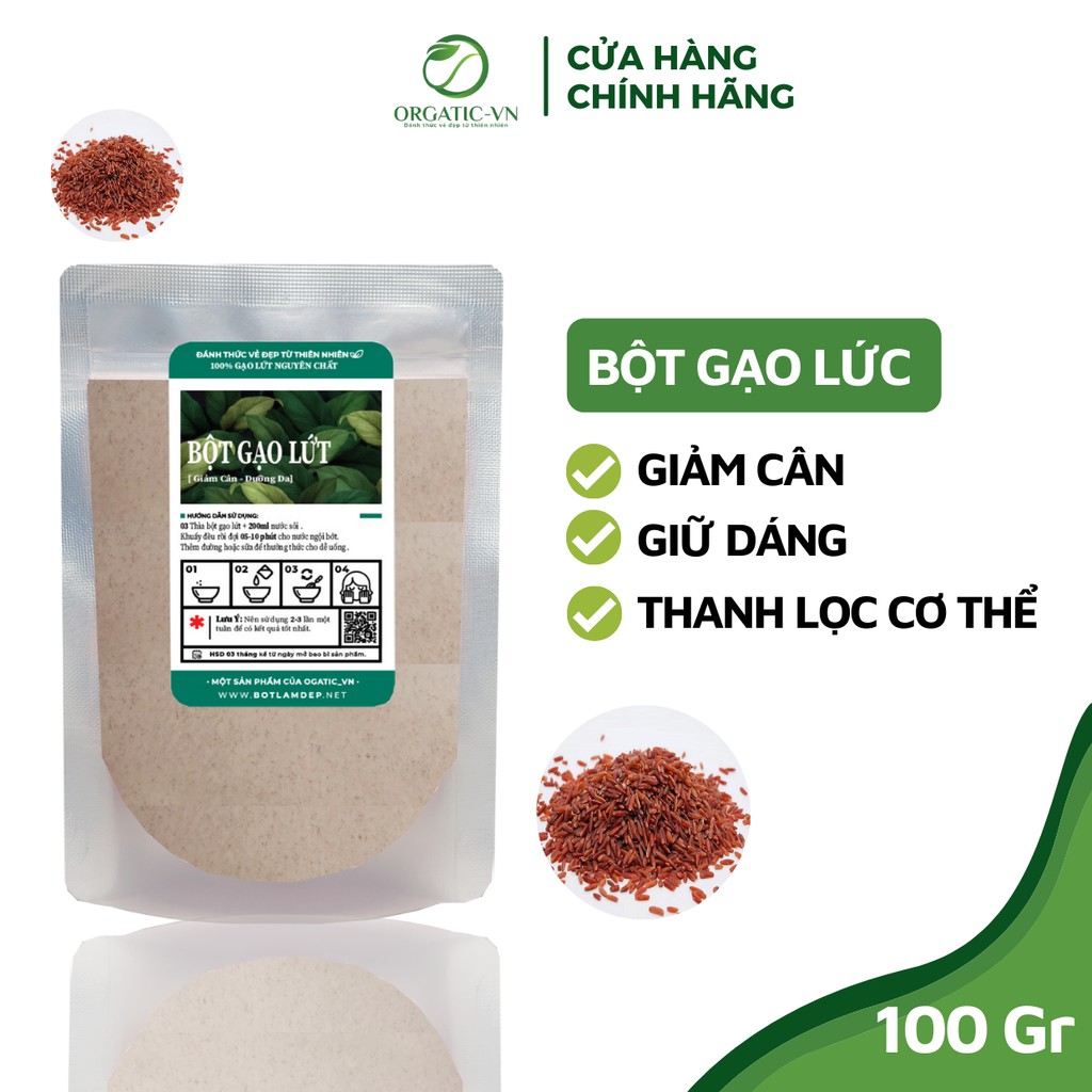 Bột gạo lức huyết rồng nguyên chất 100gr HANDMADE