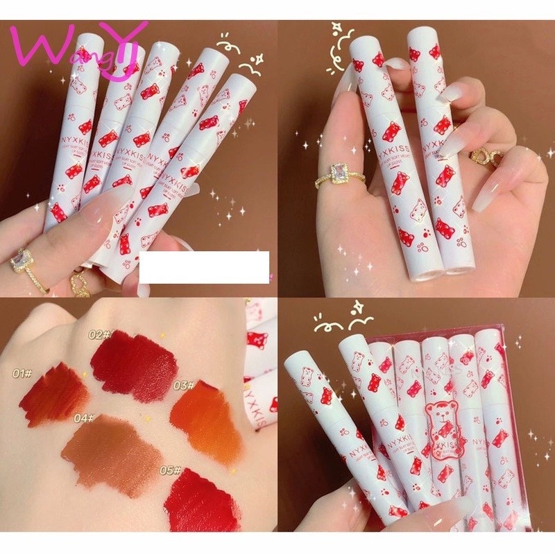 Set 5 Son Kem Lì Hình Gấu Dễ Thương