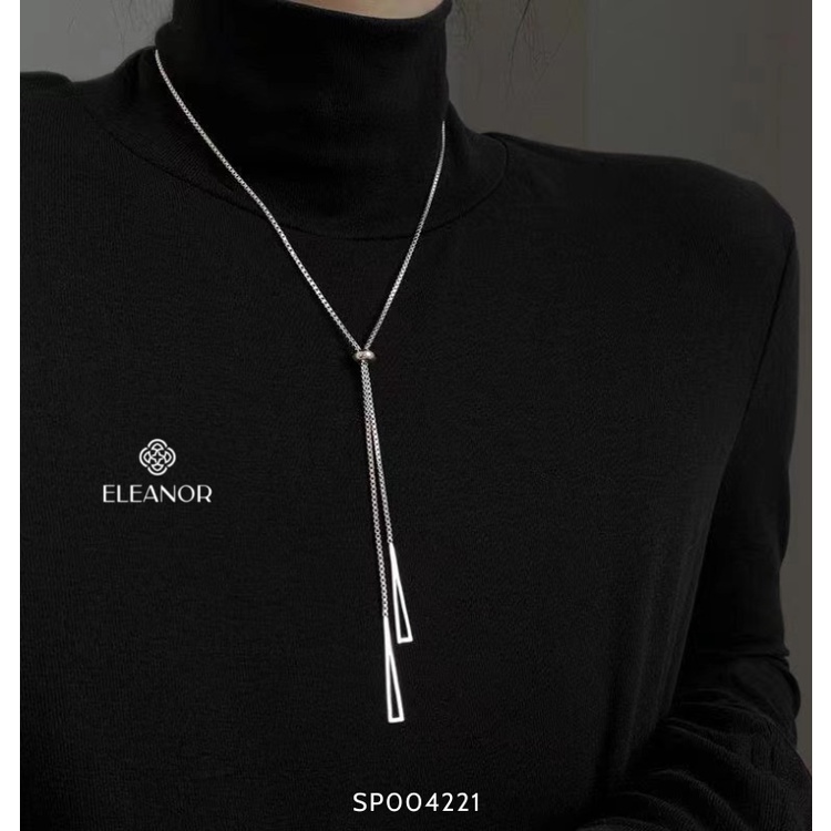 Dây chuyền nữ titan Eleanor Accessories mặt dây rút hình tam giác đôi phụ kiện trang sức 3880