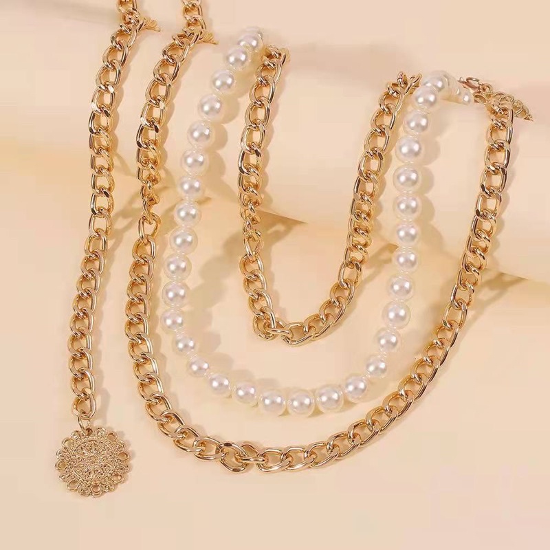 Đai váy xích thả Mix Ngọc trắng tiểu thư ĐV009b - Thắt lưng sợi xích quần eo áo kèm ngọc điệu đà Meo shop