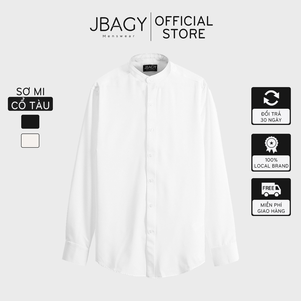 Áo sơ mi nam dài tay CỔ TÀU vải lụa co giãn chống nhăn cao cấp JBAGY - SMT
