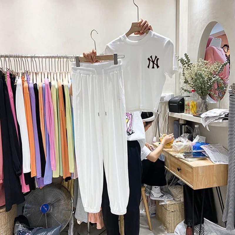 BỘ COTTON CROPTOP NY QUẦN BOM CHO NỮ | BigBuy360 - bigbuy360.vn