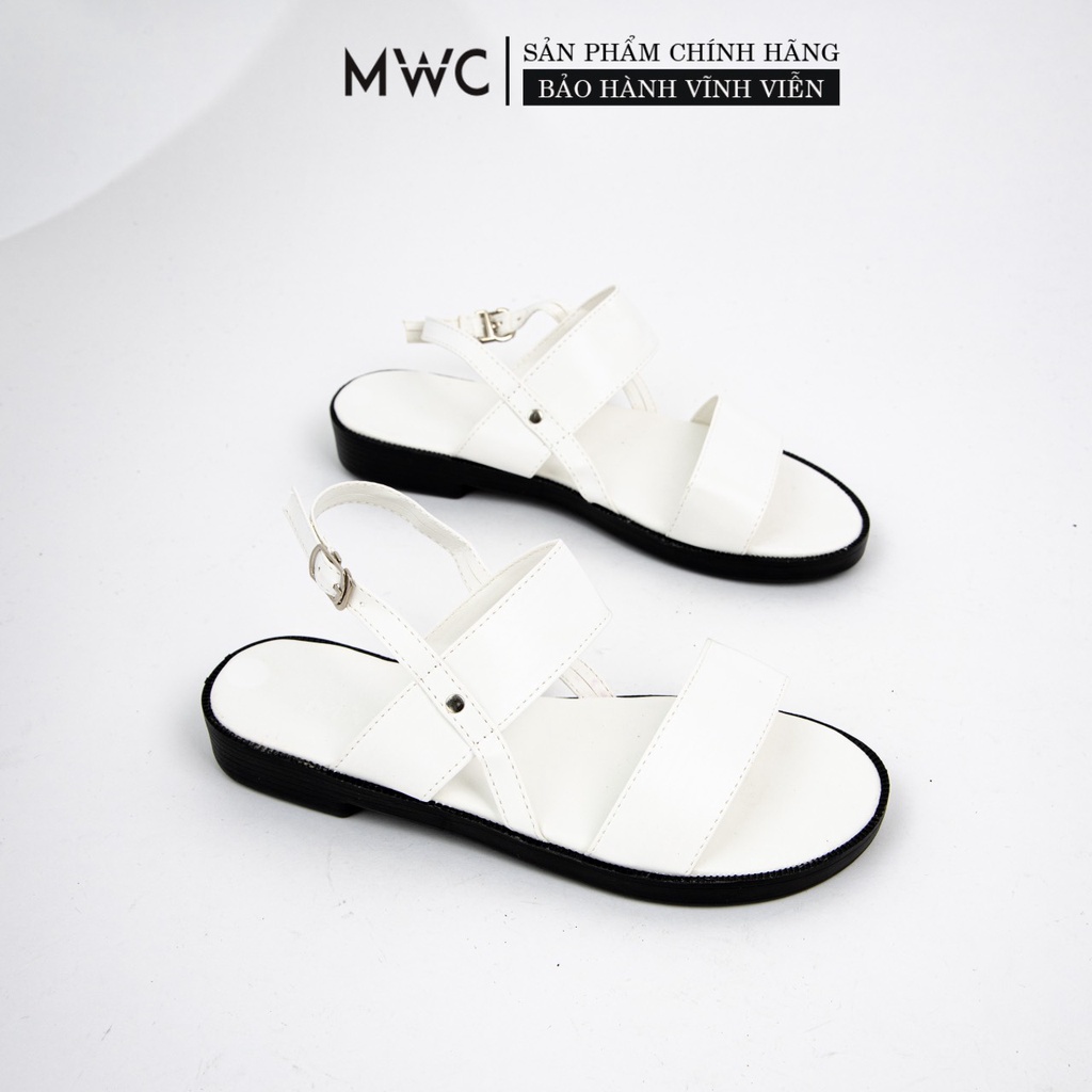 Giày Sandal Nữ MWC Đế Bệt Quai Ngang Màu Đen Trắng XanhL NUSD- 2580