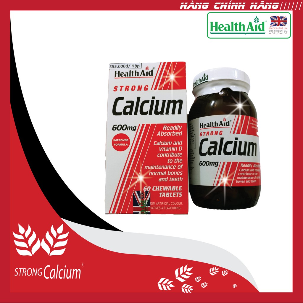 Viên bổ sung canxi Health Aid Strong Calcium 600mg (Chai 60 viên)