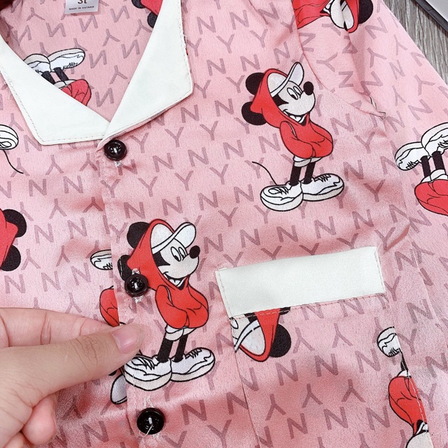 Bộ pijama lụa dài tay xinh yêu cho bé gái - bplm