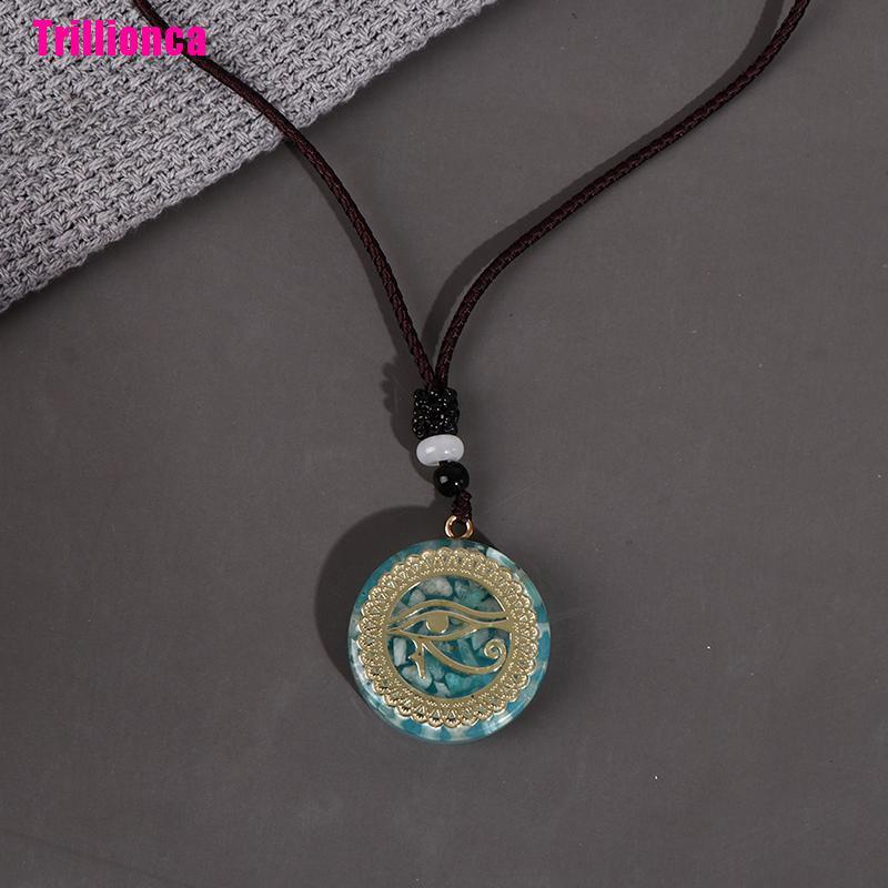 【Trillionca】1Pc Orgonite Energy Pendant Orgone Amazonite Necklace Horus Eye All-