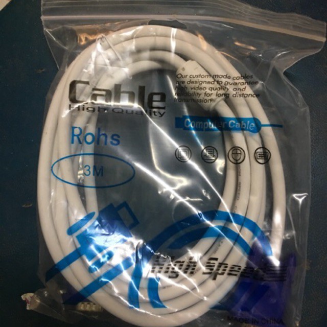 Dây VGA 3M trắng chuẩn 3+5