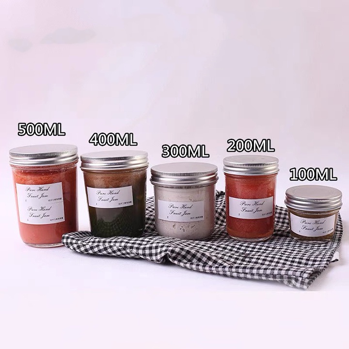 Hũ thuỷ tinh miệng lớn 250ml, hũ đựng yến, đựng mứt, hũ đựng gia vị nắp bạc