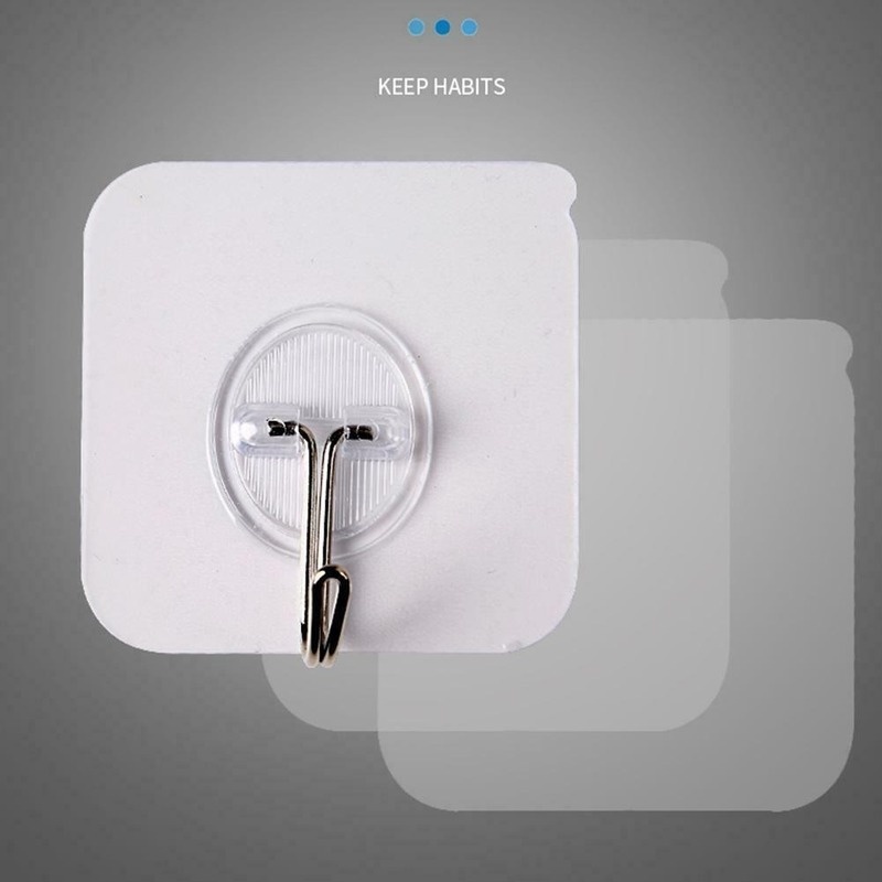 Móc Liền Mạch Mạnh Mẽ Tường Nhà Bếp Cửa Sau Móc áo Khoác Trong Suốt Mờ Móc Liền Mạch