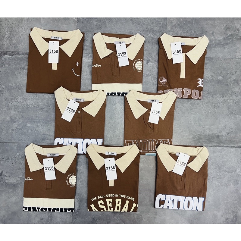 Áo polo 3158  phối cổ thân nâu cổ be ( ảnh thật tự quay chụp)