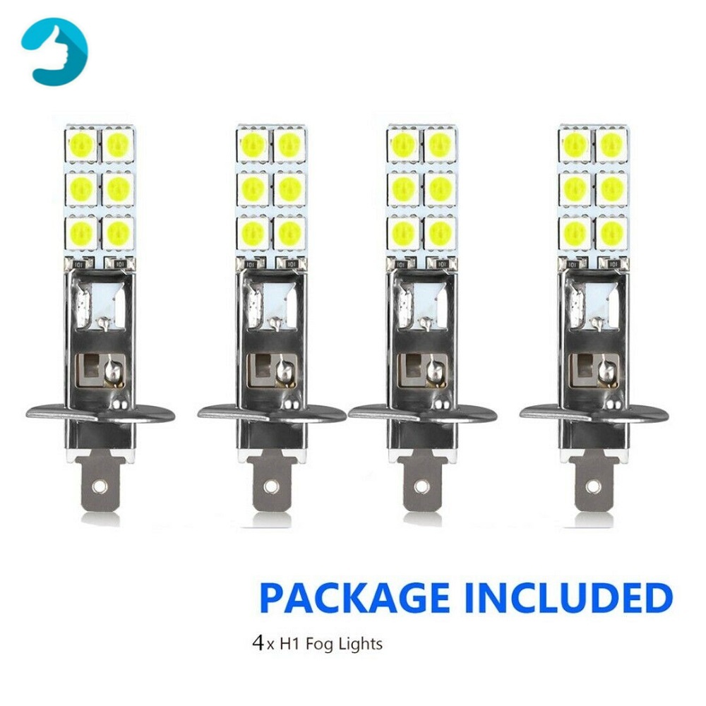 Set 4 Đèn Pha LED H1 6000K 55W 12 SMD-5050 Ánh Sáng Trắng Dành Cho Ô Tô