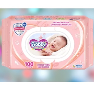 Khăn ướt Bobby hương thơm nhẹ nhàng 100 miếng (hồng)