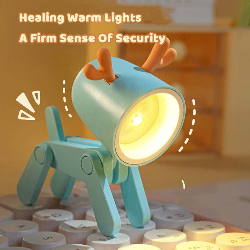 Đèn Ngủ Để Bàn Mini Bằng Silicon Mềm Hình Chú Chó Hoạt Hình Dễ Thương Có Thể Điều Chỉnh Trang Trí Phòng Ngủ / Phòng Kh