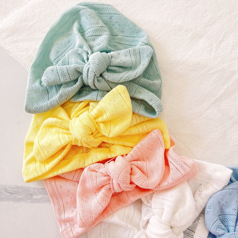 Mũ Trùm Đầu Bằng Vải Cotton Thắt Nút Dành Cho Em Bé