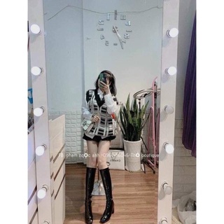 ÁO LEN GHILE KẺ  DÁNG DÀI CHO NỮ