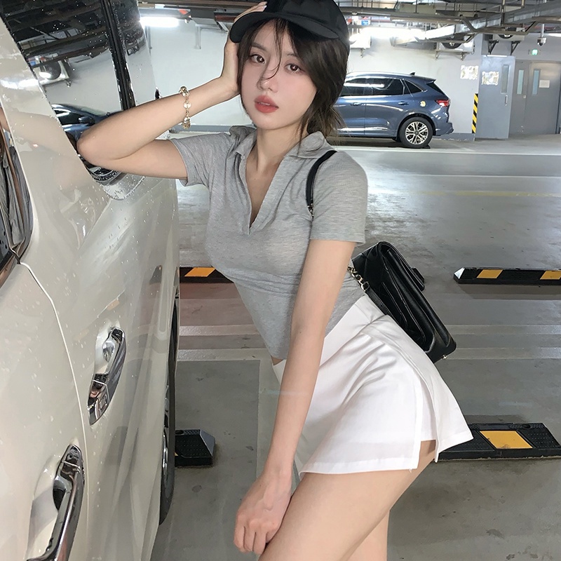 COZOK Set Áo Thun Tay Ngắn + Chân Váy Eo Cao Trẻ Trung Năng Động Cho Bạn Gái