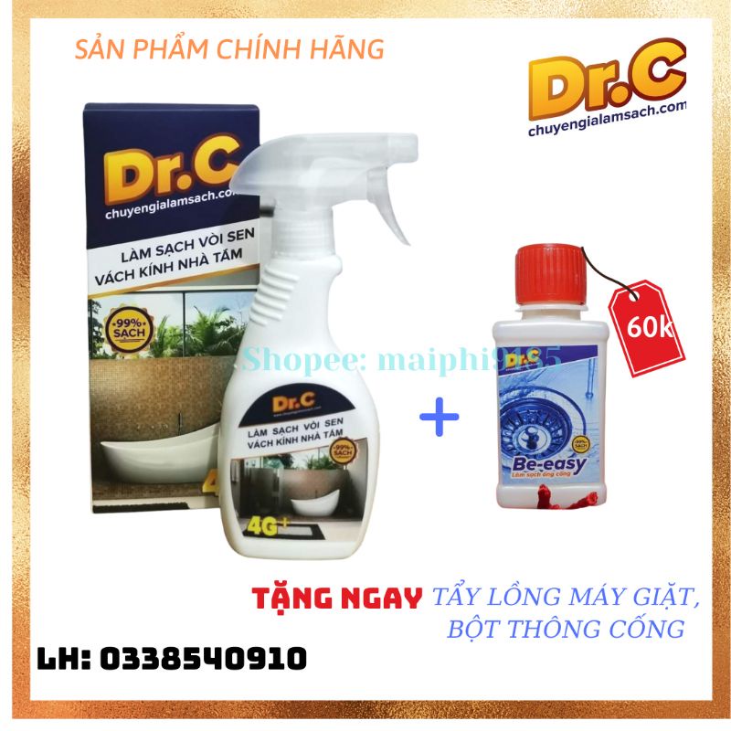 (TẶNG CHỔI) SIÊU TẨY ĐA NĂNG DRC 4G 330ML LÀM SẠCH VÁCH KÍNH, VÒI SEN INOX, CHẬU RỬA, VỆ SINH NHÀ TẮM GIÁ RẺ