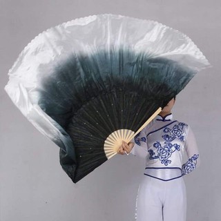 Quạt lụa dài múa cổ trang TQ (LOẠI THƯỜNG) - ĐEN TRẮNG