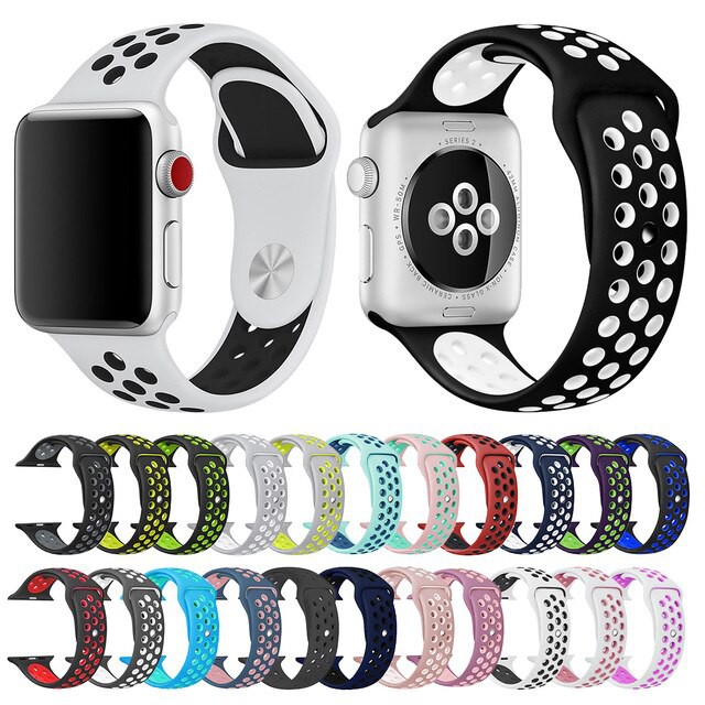 Dây cao su Sport Nike cho đồng hồ Apple Watch đục lỗ [Seri 1 2 3 4 5 6 SE] [38mm 42mm 40mm 44mm]