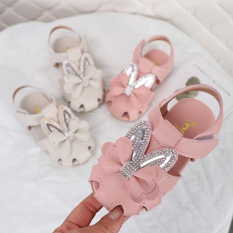 (A709) sandal tai thỏ đính đá cho bé gái - Thiết kế đơn giản - Phong cách Hàn Quốc - Hàng quảng châu 2020