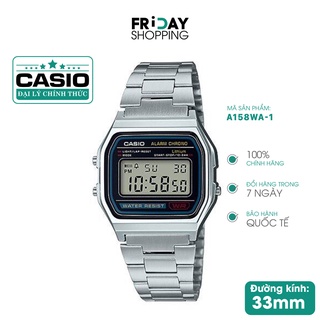 Đồng hồ nam Casio điện tử A158WA-1DF dây kim loại chính hãng Fridayshopping