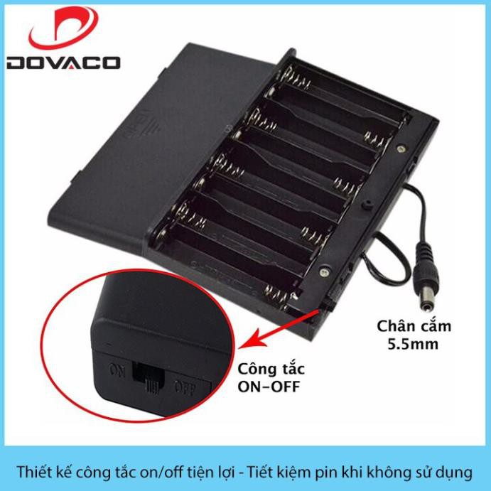 Hộp chuyển đổi 8 pin tiểu AA 1.5V thành nguồn 12V