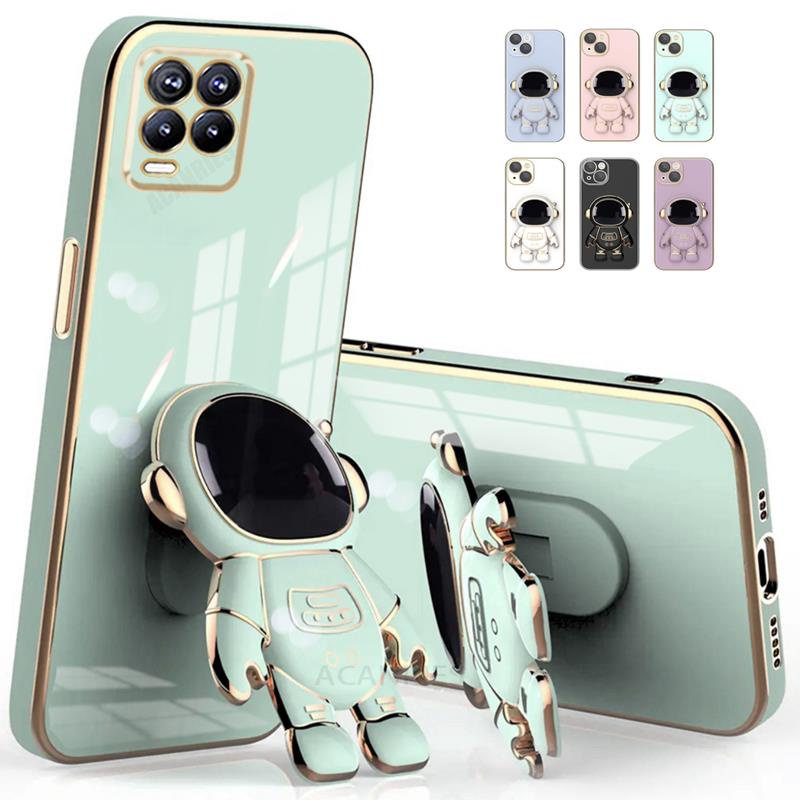 Ốp Điện Thoại Silicon Hình Phi Hành Gia Có Giá Đỡ Gấp Gọn Cho OPPO A97 A74 5G A36 A76 A96 5G A55 4G A74 4G A94 A54 4G