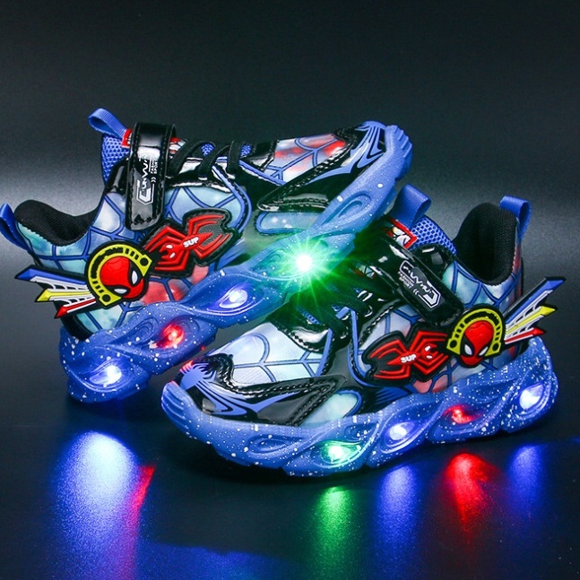 Giày thể thao cho bé trai người nhện, giày đèn siêu nhân nhện Spider-Man bé 2-7 tuổi siêu nhẹ và êm chân