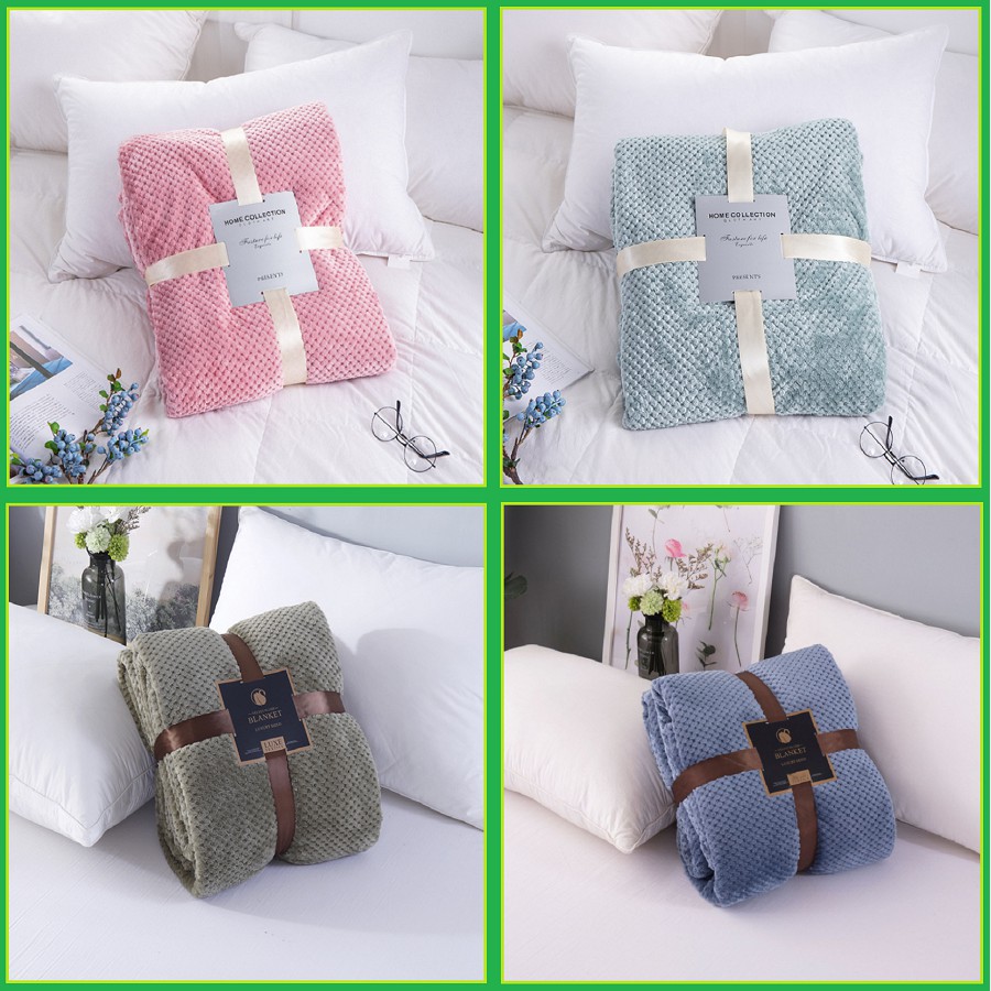 Chăn Lông Cừu Ngủ Văn Phòng Kích Thước 1m6*2m Hoạ Tiết Nổi Thoáng Khí Ấm Áp Cho Phòng Điều Hoà