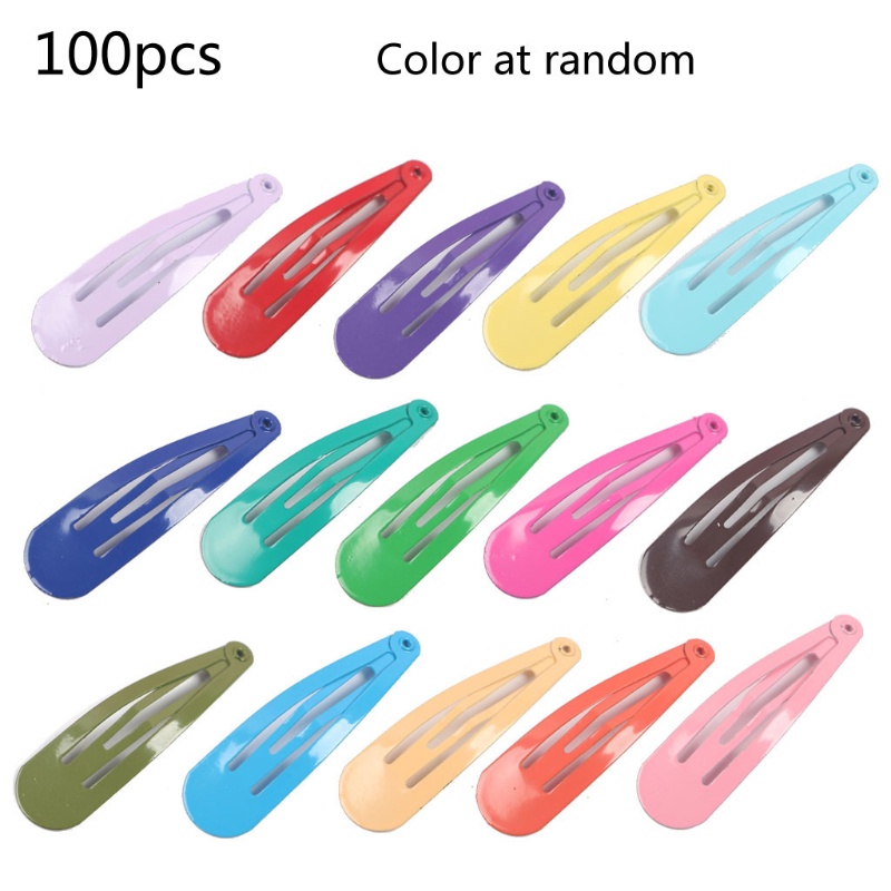 Set 100 Kẹp Tóc 2 Inch Không Trơn Màu Sắc Kẹo Ngọt Xinh Xắn Dành Cho Nữ