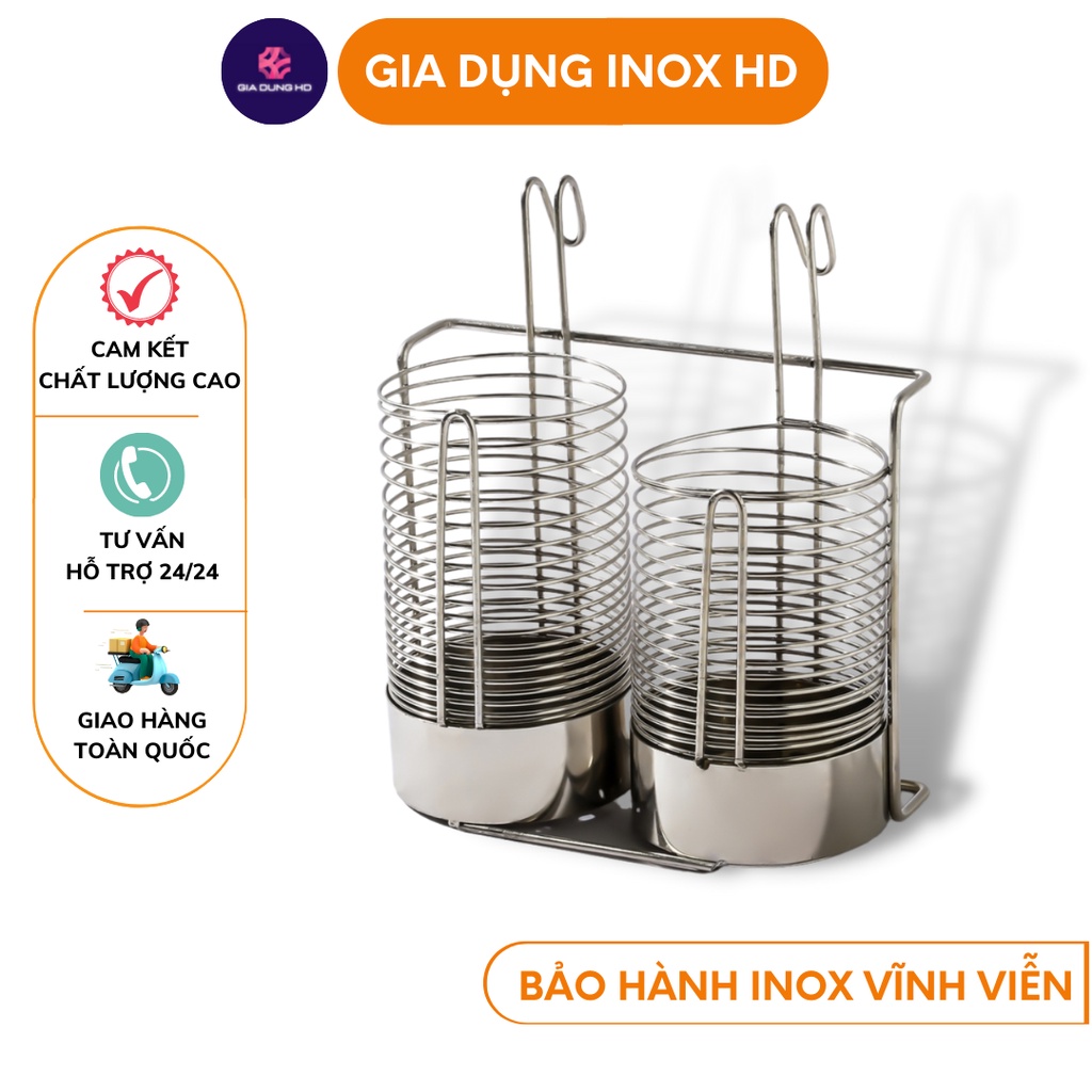 Ống đũa đôi inox 304 💥 FREE SHIP 💥 Ống đựng đũa thiết kế đơn giản có thể treo nên kệ bát đĩa dễ dàng, cực bền bỉ