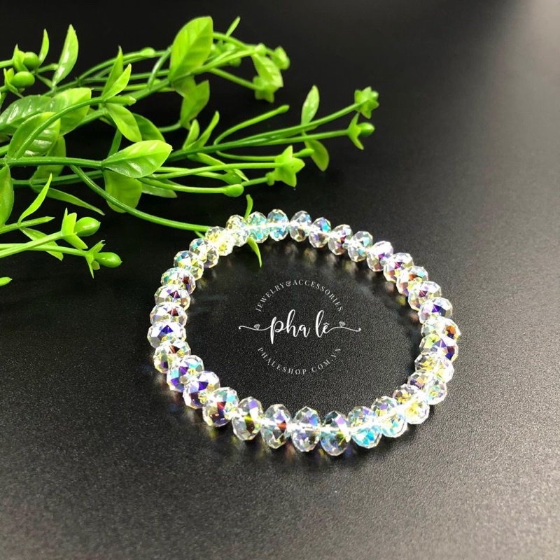 Vòng Tay Pha Lê Tròn Dẹp 08mm Được Thiết Kế Từ Pha Lê Swarovski