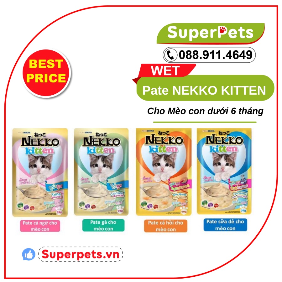 [ 70G ] Pate Nekko Cho Mèo Con Dưới 6 tháng tuổi SUPERPETS VIỆT NAM