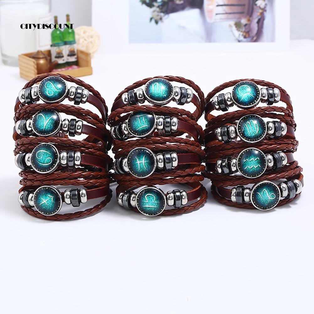 Vòng đeo tay nhiều dây mặt 12 cung hoàng đạo cổ điển | BigBuy360 - bigbuy360.vn