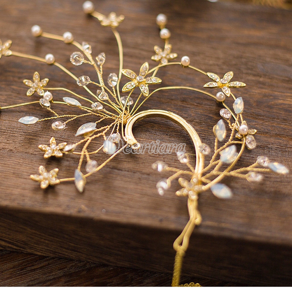 2 khuyên vành tai gắn đá thời trang cô dâu