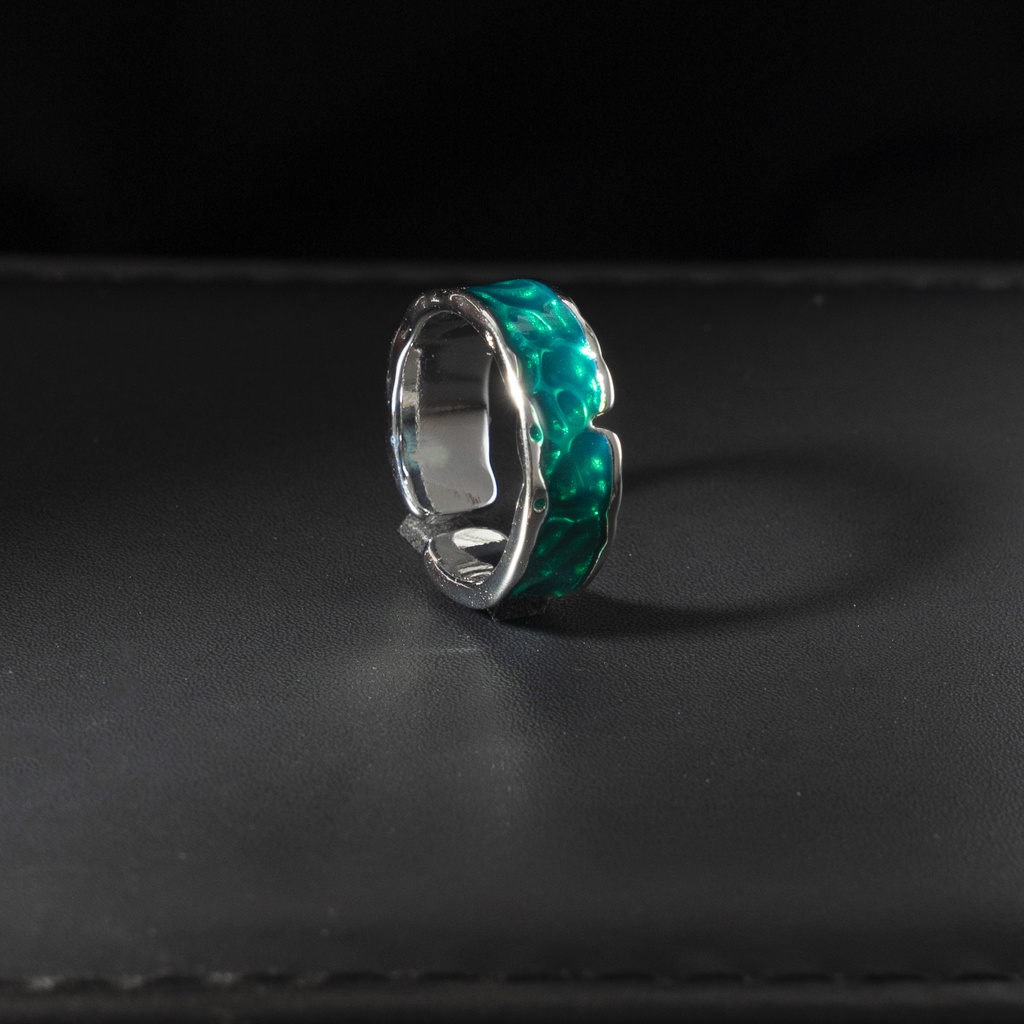 Nhẫn nam nữ tròn unisex Merin Accessories màu bạc thời trang chất Titan đẹp đơn giản không gỉ - Nhẫn Green