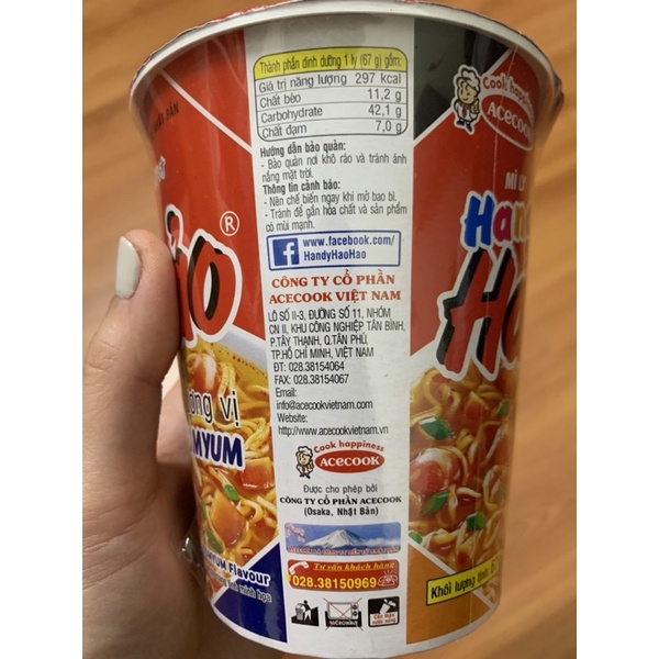 Thùng mì ly Handy Hảo Hảo Vị Tôm Chua Cay/ Vị Tomyum