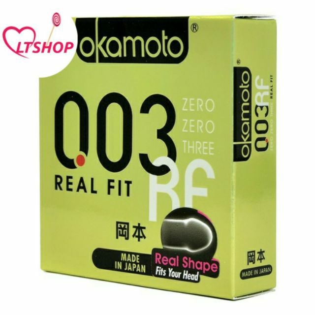 Bao Cao Su Okamoto 0.03 Real Fit  mỏng co rút ôm sát  hộp 3 cái