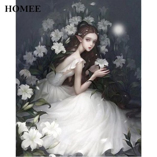 Bộ Tranh Sơn Dầu 40x50cm Tự Làm Hình Cô Gái Và Hoa Lily