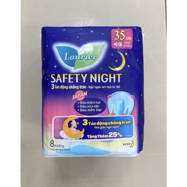 Băng vệ sinh Laurier ban đêm Safety Night 35cm 8 miếng