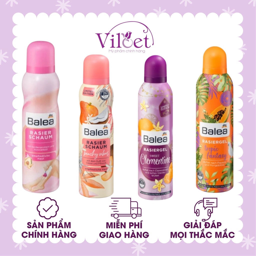 Bọt &amp; Gel cạo lông Balea Đức 150ml, dọn lông vùng kín, bikini, nách, chân - Shop Viloet