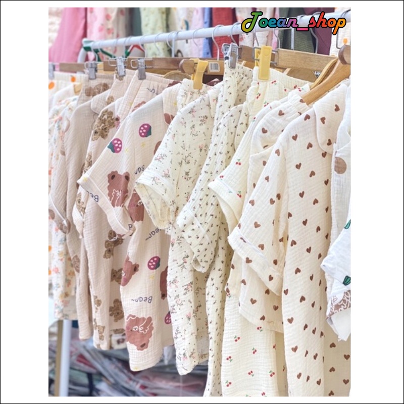 MUSLIN TAY CỘC QUẦN CỘC  ⚡️ẢNH THẬT⚡️ Bộ pijama bộ mặc nhà chất xô đẹp xịn cao cấp hàng thiết kế